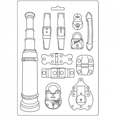 Молд Belts & Fasteners, Lady Vagabond Maxi Mould A4 Stamperia