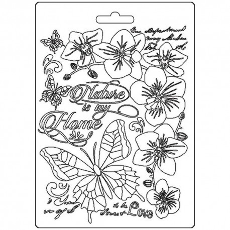 Текстурный мат Nature Is My Home, Orchids & Cats  Stamperia Soft Maxi Mould A5