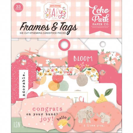 Высечки Welcome Baby Girl, 33шт Echo Park Paper