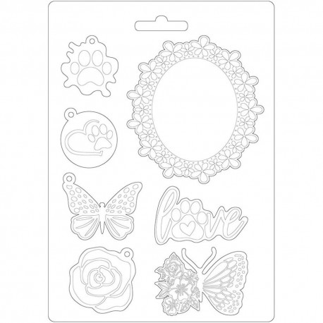Текстурный мат Frame & Butterfly, Circle Of Love  Stamperia Soft Maxi Mould A5