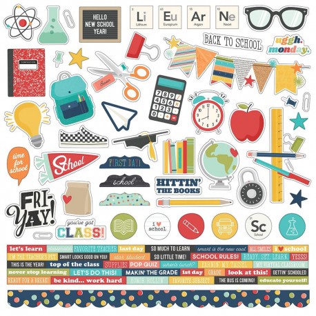 Наклейки School Life Cardstock Stickers 12"X12" Simple Stories