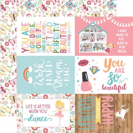 Лист скрапбумаги 4"X6" Journaling Cards All Girl 30,5*30,5 см, Echo Park Paper