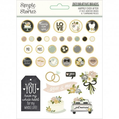 Набор брадс Happily Ever After Decorative Brads 27/Pkg Simple Stories