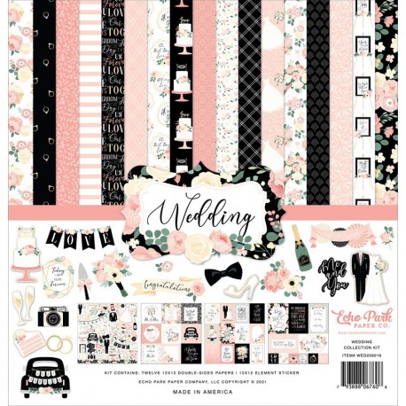 Кит Набор бумаги Wedding 30*30см, 12 л+ лист наклеек  Echo Park