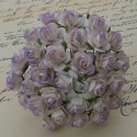 Розочки 10мм, 5 шт, 2-TONE PALE LILAC MULBERRY PAPER OPEN ROSES