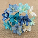 Лилии 30мм, 5 шт MIXED BLUE AND WHITE MULBERRY PAPER LILY FLOWERS