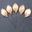 Листики 10 шт, 25мм  2-Tone White/Orange/Brown Mulberry Paper Leaves