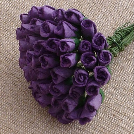 Бутоны роз 8мм — 5 шт - PURPLE MULBERRY PAPER ROSEBUDS