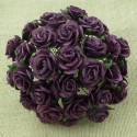 Розочки 20мм — 5шт — PLUM-AUBERGINE MULBERRY PAPER OPEN ROSES