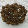 Розочки 20мм — 5шт - 2-TONE CHOCOLATE BROWN MULBERRY PAPER OPEN ROSES