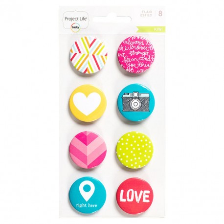 Набор металлических фишек CURRENTLY EDITION FLAIR BADGES, 8 шт, Project Life