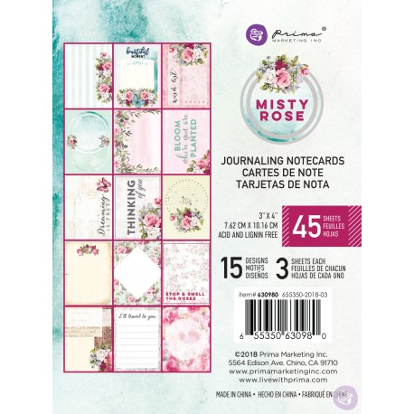 Набор карточке 15 шт Misty Rose 7,5*10 см, Prima Marketing
