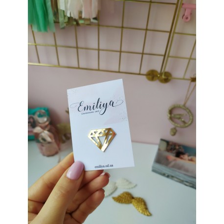 Бриллиант 2,7х3,1 см  золотой зеркальный пластик